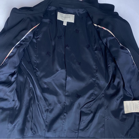 BURBERRY LONDON Black 100% Wool Collared Longsleeve Blazer Jacket Size US 6 - Picture 5 of 10